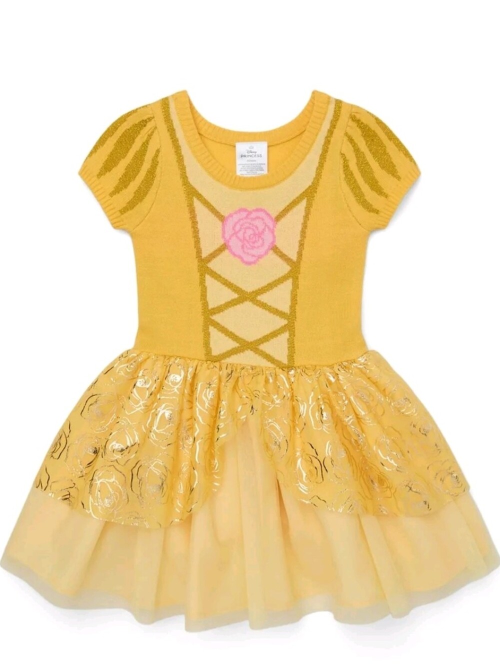 Disney Princess Toddler Girl Belle Cosplay Halloween Sweater and Tulle Dress